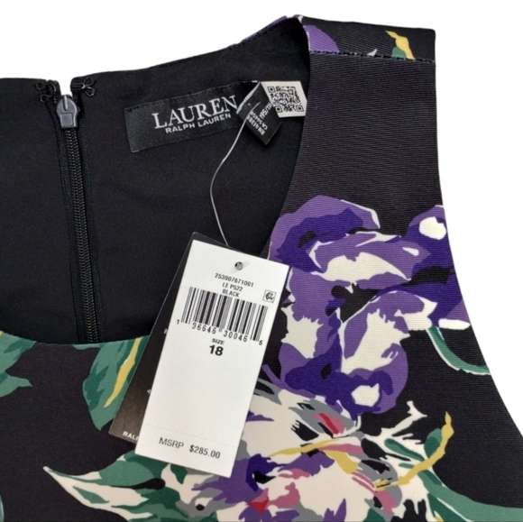 Ralph Lauren Black Label Fit and Flare Dress Pockets Floral - Picture 3 of 9